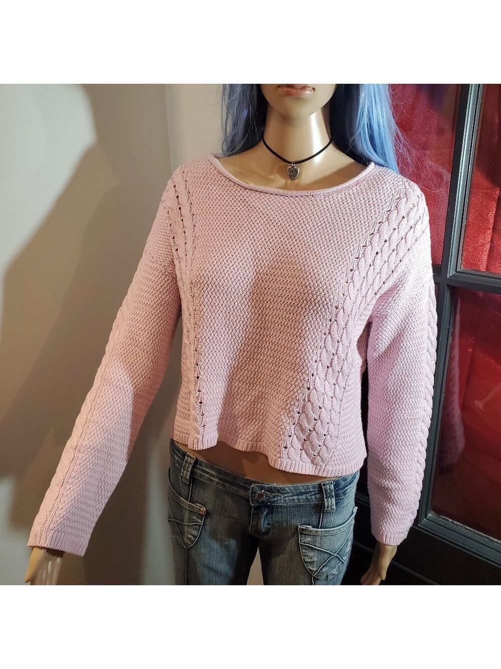 Garage Cropped Braid Crochet Sweater - Picture 2 of 6